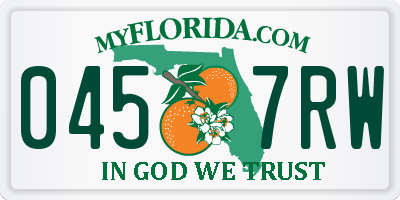 FL license plate 0457RW