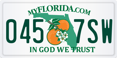 FL license plate 0457SW