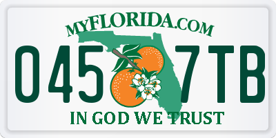 FL license plate 0457TB
