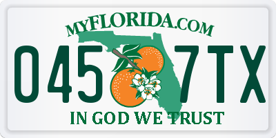 FL license plate 0457TX