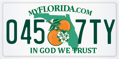 FL license plate 0457TY