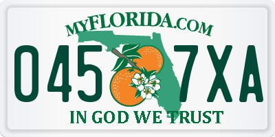 FL license plate 0457XA
