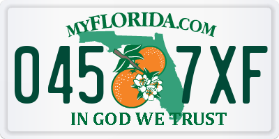 FL license plate 0457XF