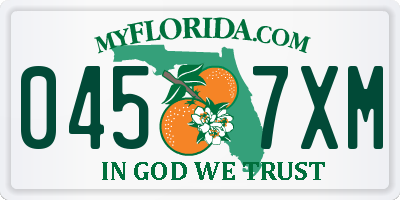 FL license plate 0457XM
