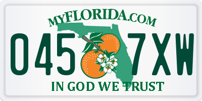 FL license plate 0457XW