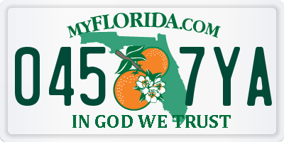 FL license plate 0457YA