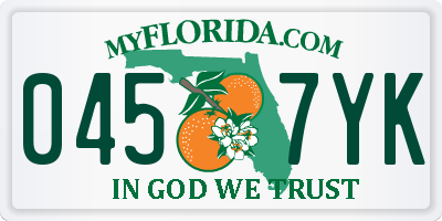 FL license plate 0457YK