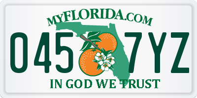 FL license plate 0457YZ
