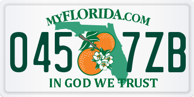 FL license plate 0457ZB