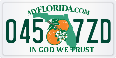 FL license plate 0457ZD