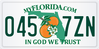 FL license plate 0457ZN