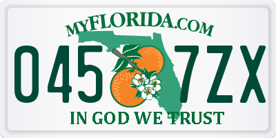 FL license plate 0457ZX