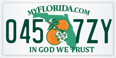 FL license plate 0457ZY