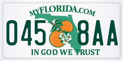 FL license plate 0458AA