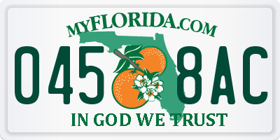 FL license plate 0458AC