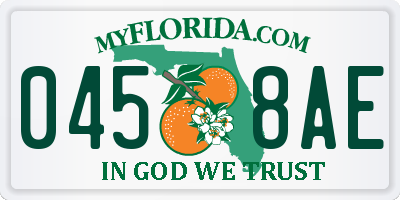 FL license plate 0458AE