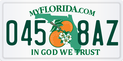 FL license plate 0458AZ