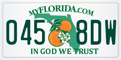 FL license plate 0458DW
