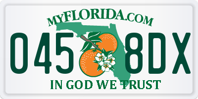 FL license plate 0458DX