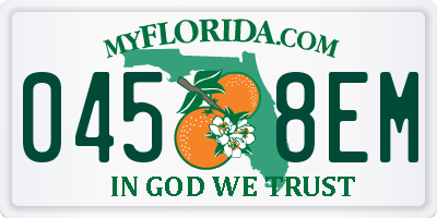 FL license plate 0458EM