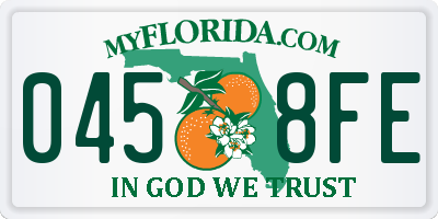 FL license plate 0458FE
