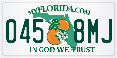 FL license plate 0458MJ