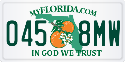 FL license plate 0458MW