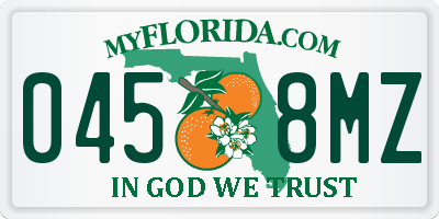 FL license plate 0458MZ