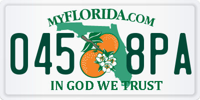 FL license plate 0458PA