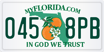 FL license plate 0458PB