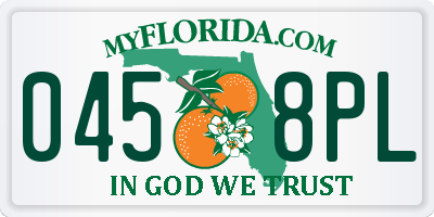FL license plate 0458PL