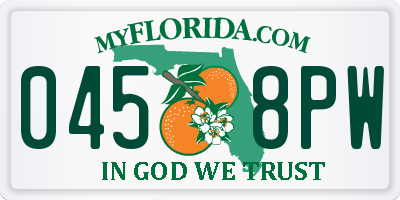 FL license plate 0458PW