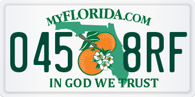 FL license plate 0458RF
