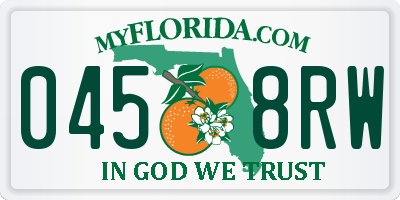 FL license plate 0458RW