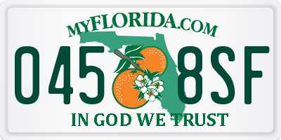 FL license plate 0458SF