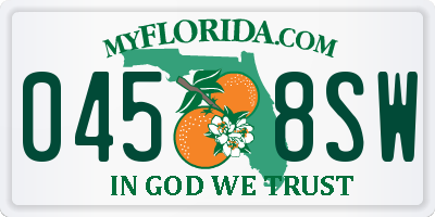 FL license plate 0458SW