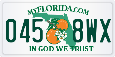FL license plate 0458WX