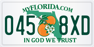 FL license plate 0458XD