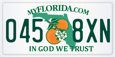 FL license plate 0458XN