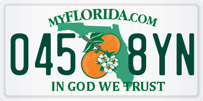 FL license plate 0458YN