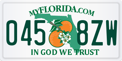 FL license plate 0458ZW
