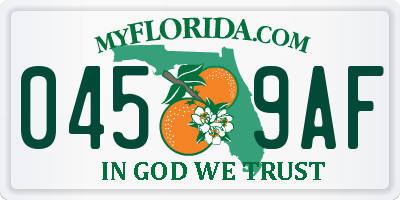 FL license plate 0459AF