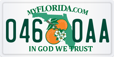 FL license plate 0460AA