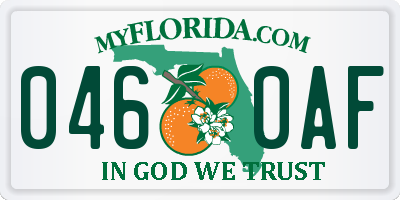 FL license plate 0460AF