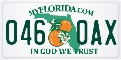 FL license plate 0460AX