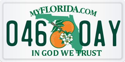 FL license plate 0460AY