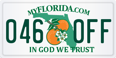 FL license plate 0460FF