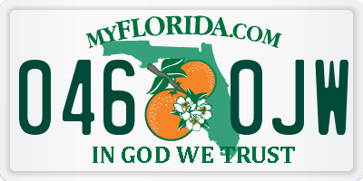 FL license plate 0460JW