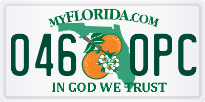 FL license plate 0460PC
