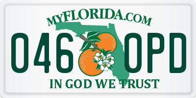 FL license plate 0460PD